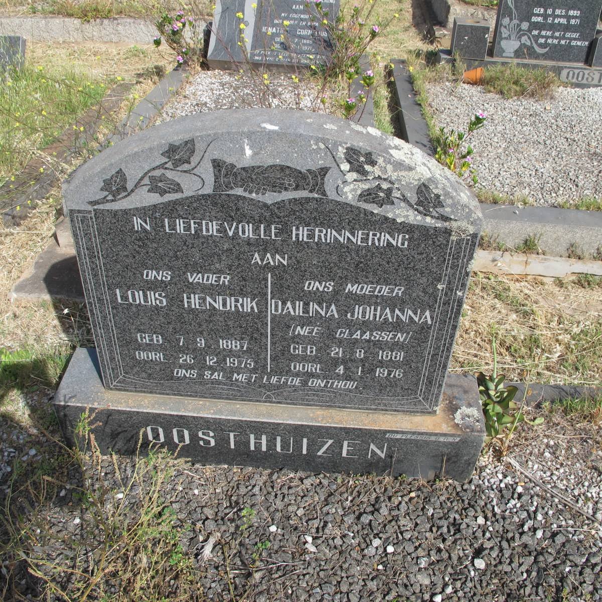 OOSTHUIZEN Louis Hendrik 1887-1975 &amp; Dailina Johanna CLAASSEN 1881-1976