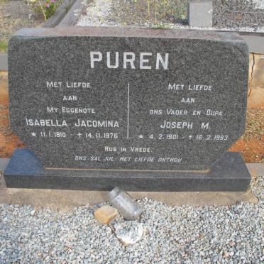PUREN Joseph M. 1901-1993 &amp; Isabella Jacomina 1910-1976