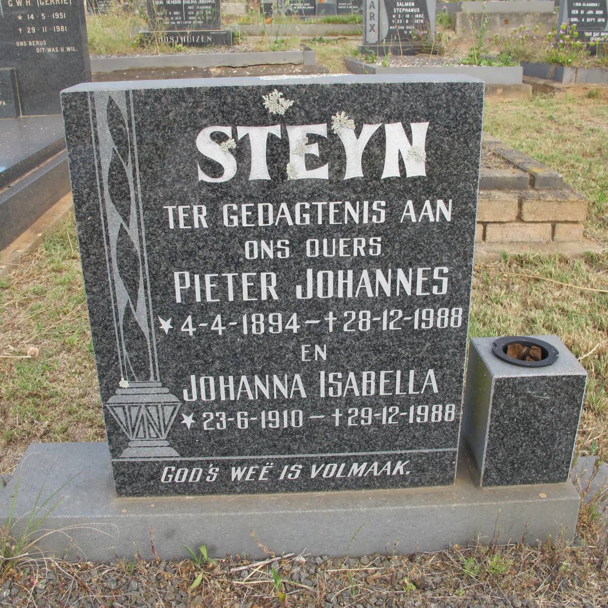 STEYN Pieter Johannes 1894-1988 &amp; Johanna Isabella 1910-1988