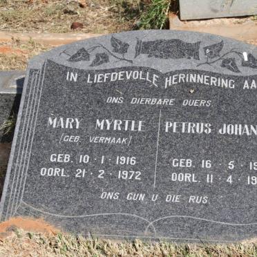 ? Petrus Johannes 1910-1964 &amp; Mary Myrtle VERMAAK 1916-1972