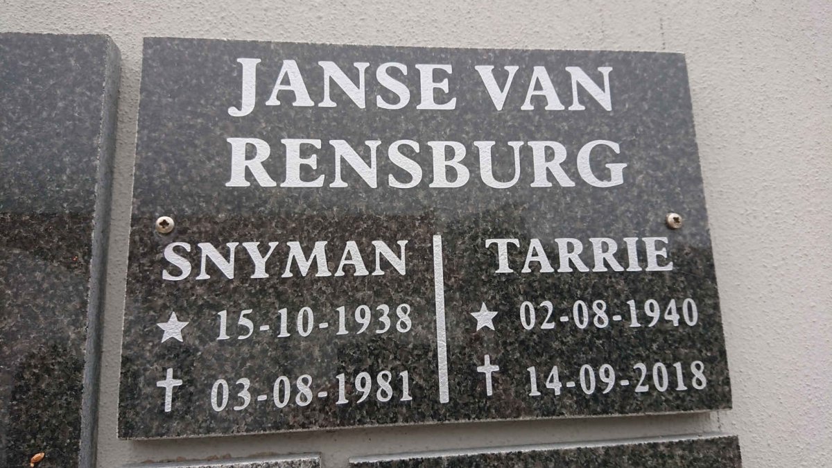 RENSBURG Snyman, Janse van 1938-1981 &amp; Tarrie 1940-2018