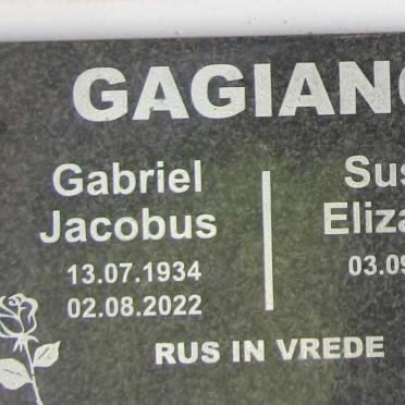 GAGIANO Gabriel Jacobus 1934-2022 & Susara Elizabeth 1937-