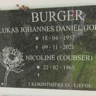 BURGER Lukas Johannes Daniel 1957-2021 & Nicoline LOUBSER 1963-