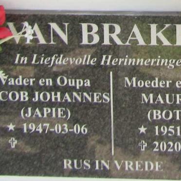 BRAKEL Jacob Johannes, van 1947- & Maureen BOTHA 1951-2020