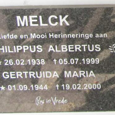 MELCK Philippus Albertus 1938-1999 & Gertruida Maria 1944-2000