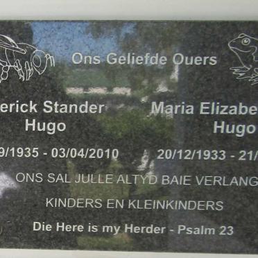 HUGO Derick Stander 1935-2010 & Maria Elizabeth Willie 1933-2007