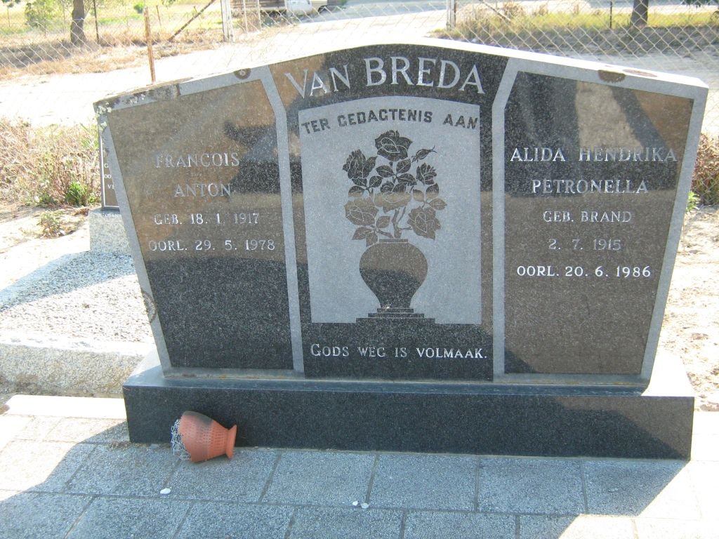 BREDA Francois Anton, van 1917-1978 &amp; Alida Hendrika Petronella BRAND 1915-1986