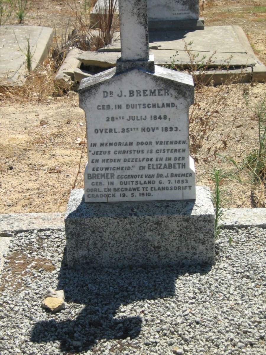 BREMER J. 1848-1893 &amp; Elizabeth 1853-1910