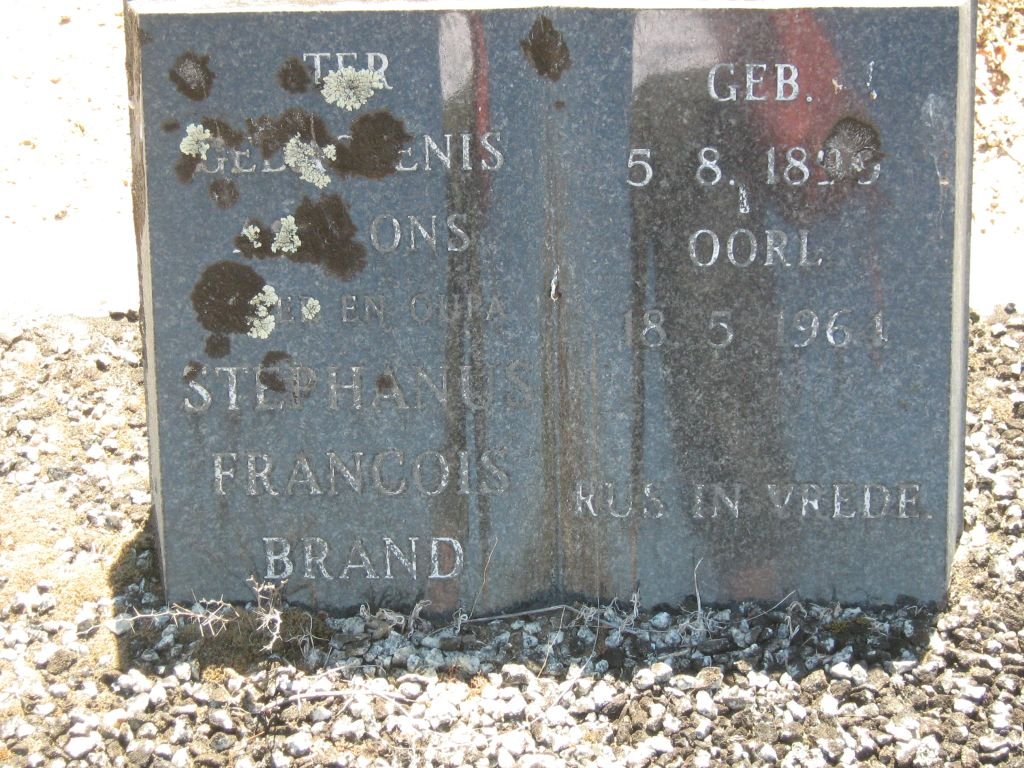 BRAND Stephanus Francois 1899-1964