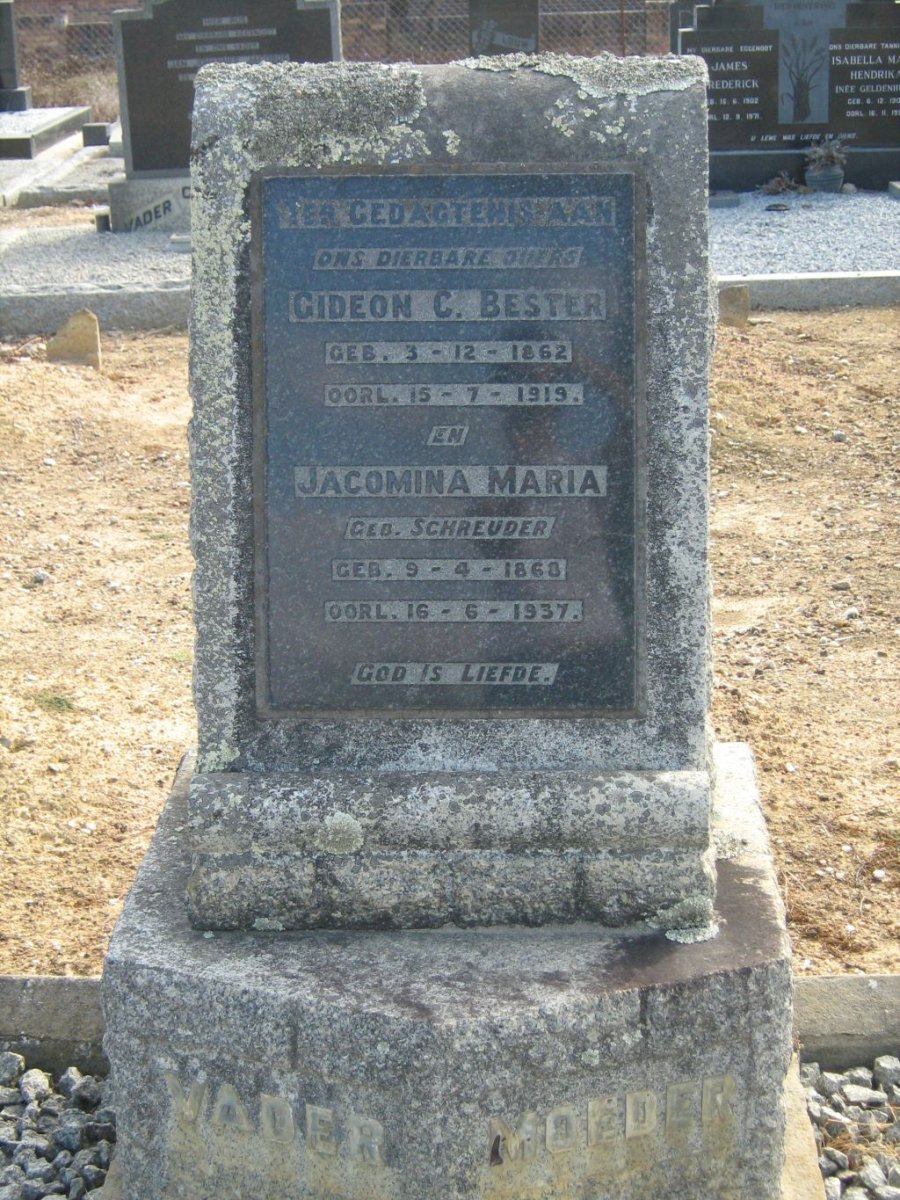 BESTER Gideon C. 1862-1919 &amp; Jacomina Maria SCHREUDER 1868-1937