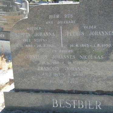 BESTBIER Petrus Johannes 1865-1950  BESTBIER Sophia Johanna STEYN 1880-1921 :: BESTBIER Cornelius Johannes Nicolaas 1900-1901 