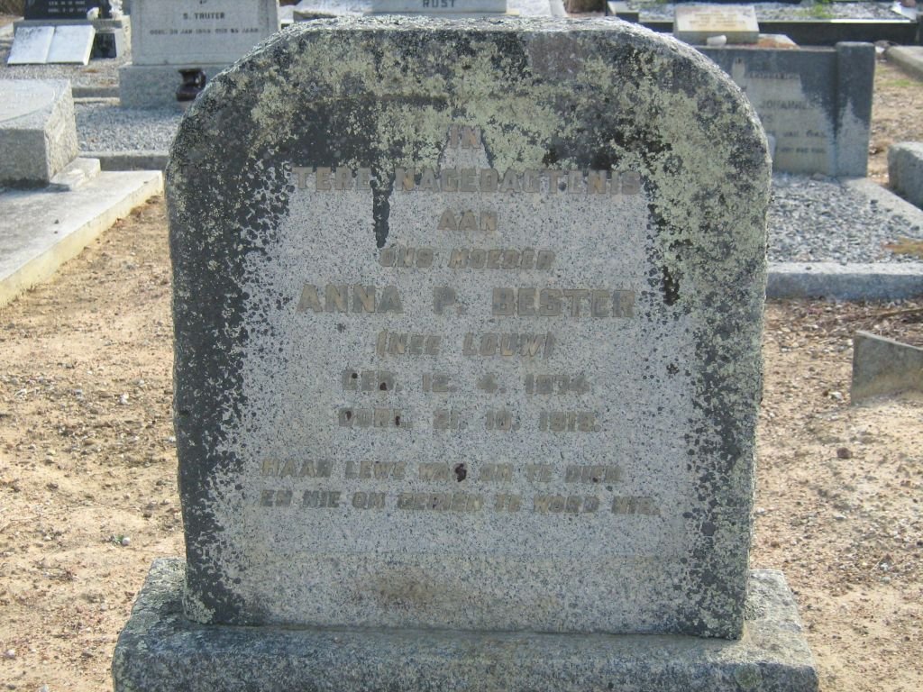 BESTER Anna P. nee LOUW 1874-1919