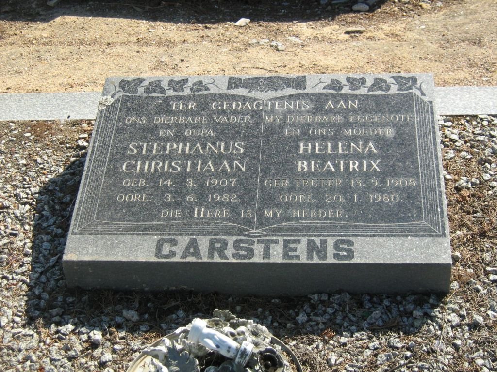CARSTENS Stephanus Christiaan 1907-1982 &amp; Helena Beatrix TRUTER 1908-1980