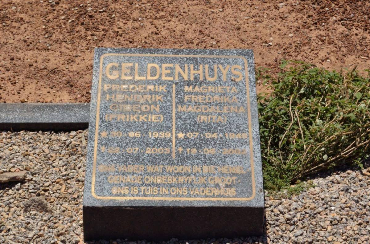 GELDENHUYS Frederik Hendrik Gideon 1939-2003 &amp; Magrieta Frederika Magdalena 1940-2002