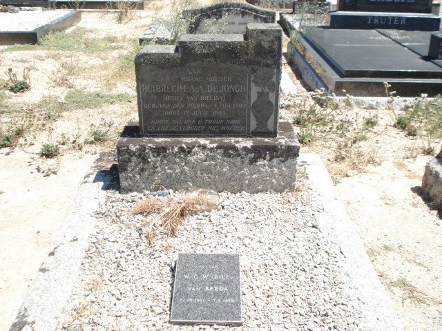 JONGH Huibrecht A.A., de nee VAN DER MERWE 1890-1955 :: BREDA W.G.W., van ?-?