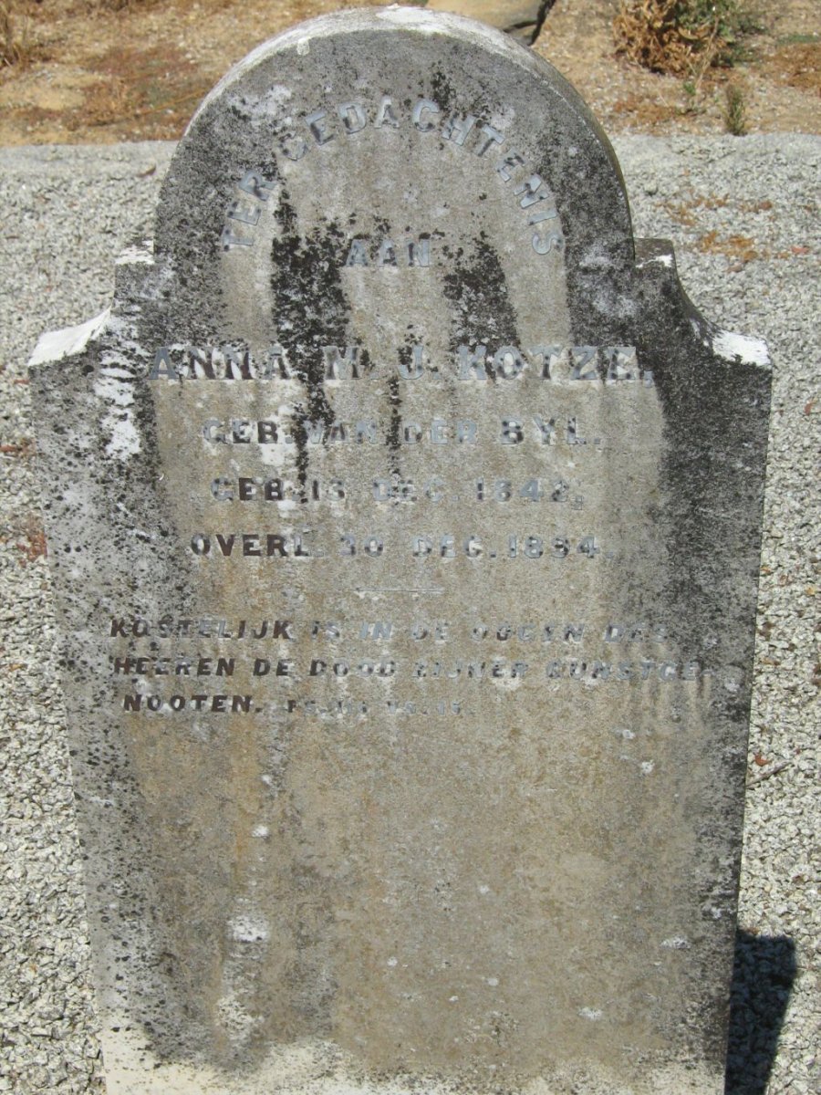 KOTZE Anna M.J. nee VAN DER BYL 1842-1894