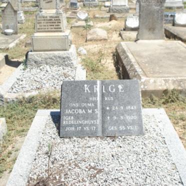 KRIGE Jacoba M.S. nee REDELINGHUYS 1843-1920