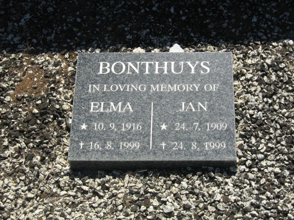 BONTHUYS Jan 1909-1999 &amp; Elma 1916-1999
