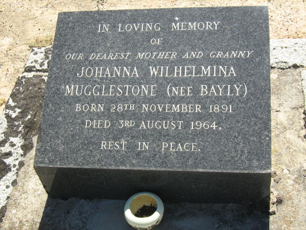 MUGGLESTONE Johanna Wilhelmina nee BAYLY 1891-1964