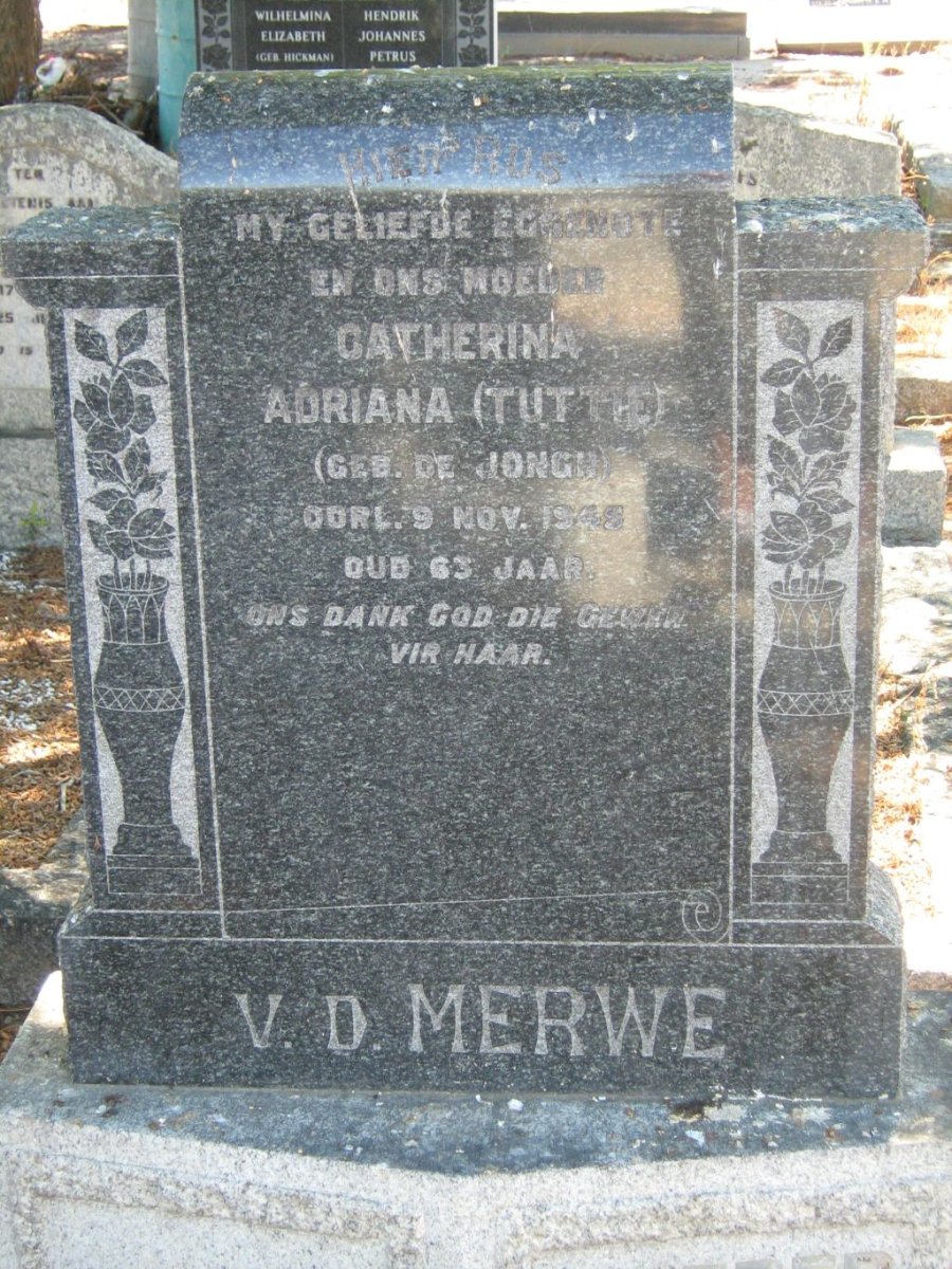 MERWE Catherina Adriana, v.d. nee DE JONGH -1948