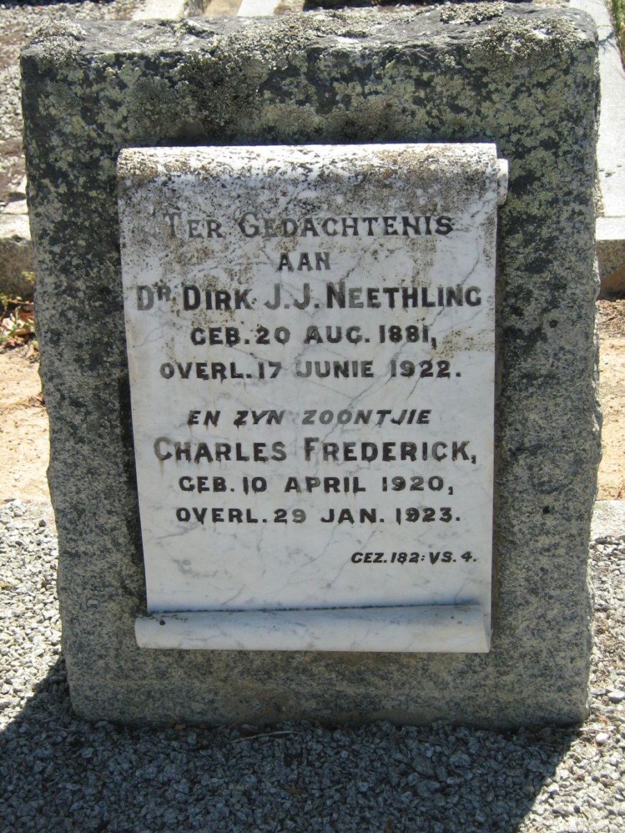 NEETHLING Dirk J.J. 1881-1922 :: NEETHLING Charles Frederick 1920-1923