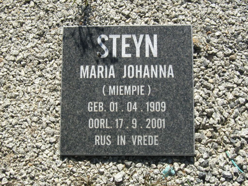STEYN Maria Johanna 1909-2001