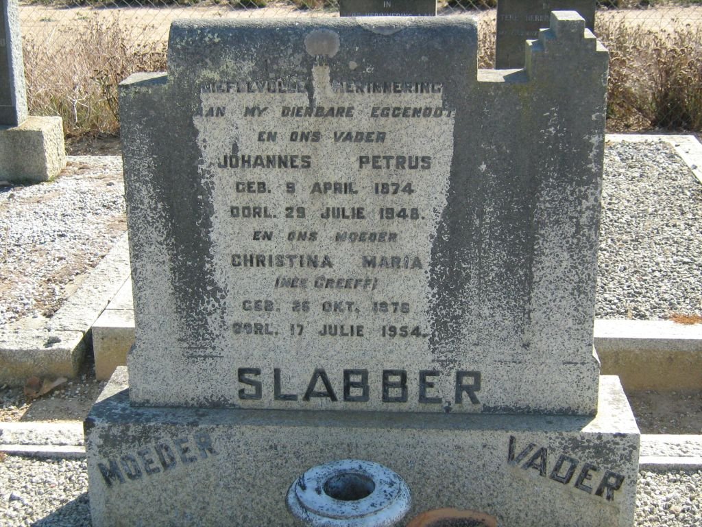 SLABBER Johannes Petrus 1874-1948 &amp; Christina Maria GREEFF 1875-1954