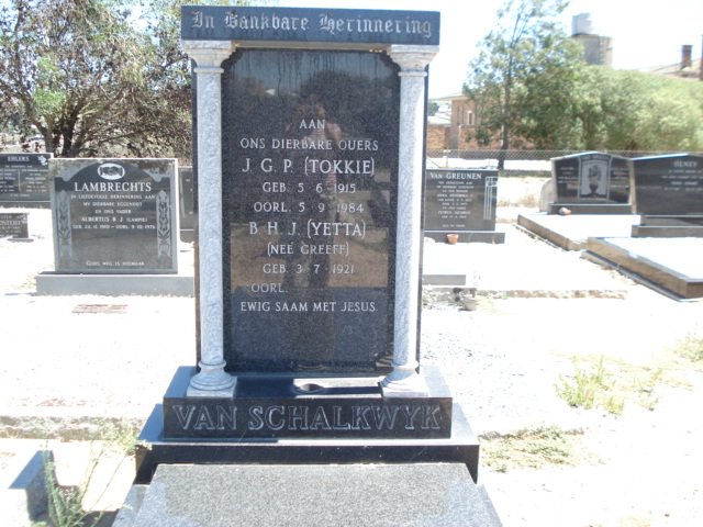 SCHALKWYK J.G.P., van 1915-1984 &amp; B.H.J. GREEFF 1921-