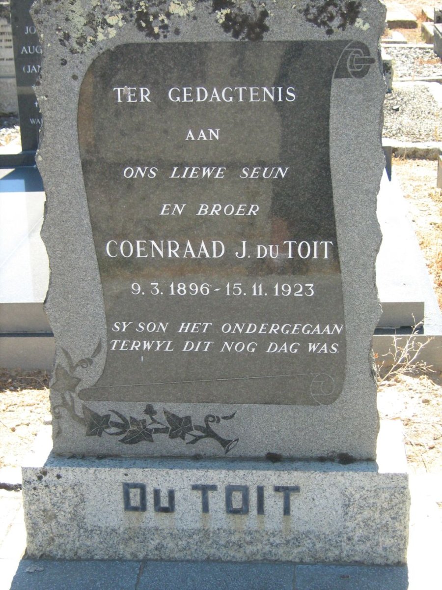 TOIT Coenraad J., du 1896-1923