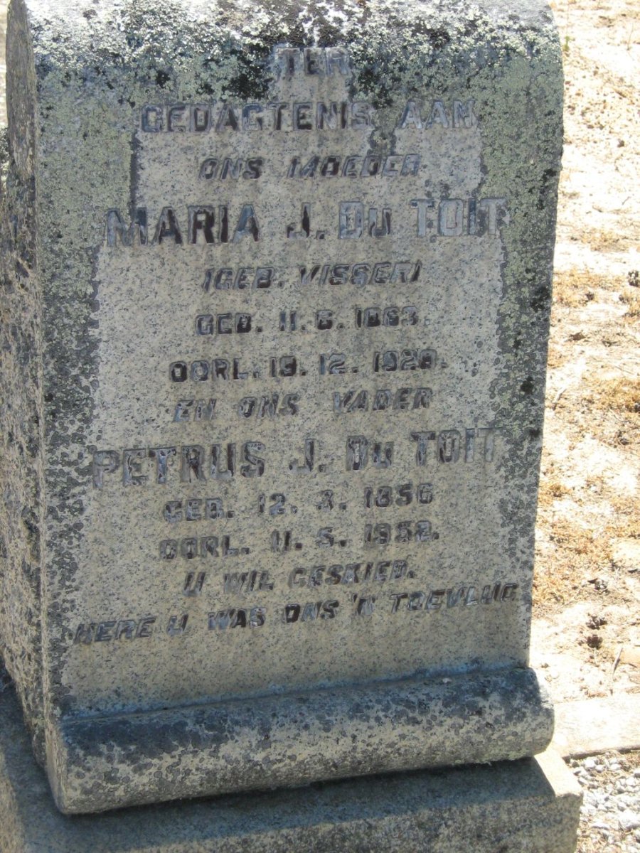 TOIT Petrus J., du 1856-1952 &amp; Maria J. VISSER 1863-1920