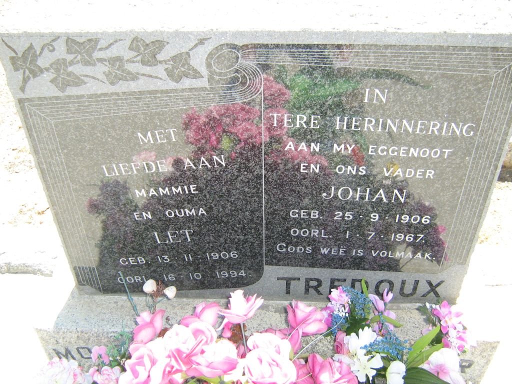 TREDOUX Johan 1906-1967 &amp; Let 1906-1994