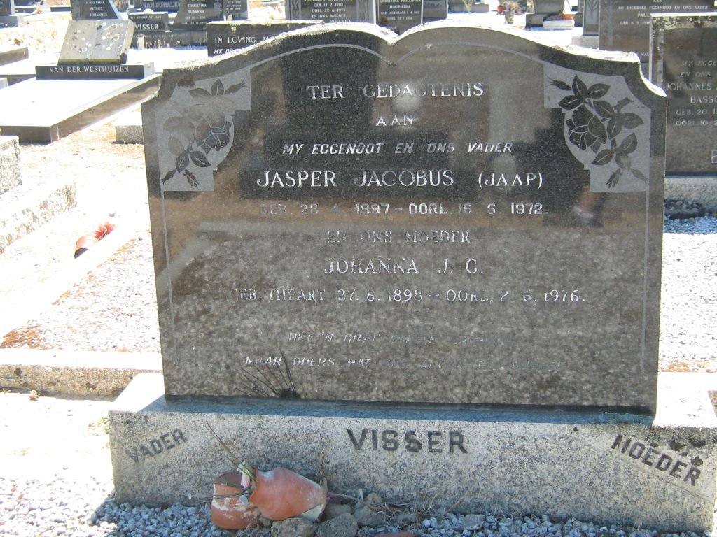 VISSER Jasper Jacobus 1897-1972 &amp; Johanna J.C. THEART 1898-1976