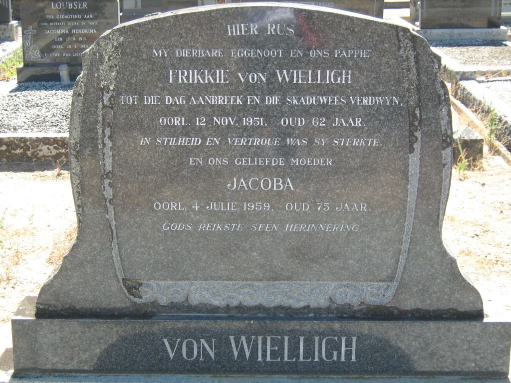 WIELLIGH Frikkie, von -1951 &amp; Jacoba -1959