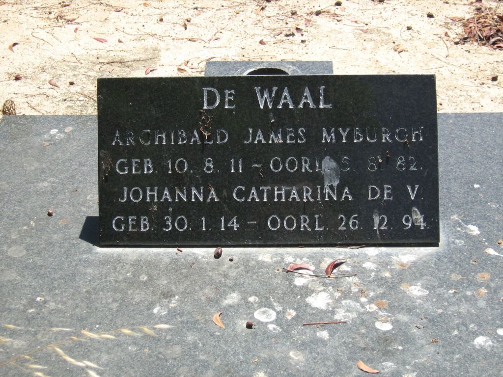 WAAL Archibald James, de 1911-1982 &amp; Johanna Catharina de V. 1914-1994