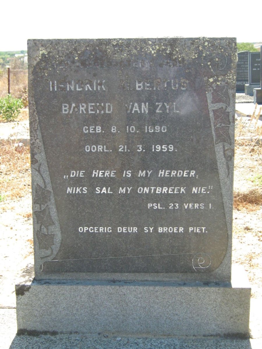 ZYL Hendrik Bertus Barend, van 1890-1959
