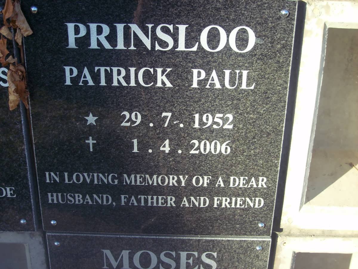 PRINSLOO Patrick Paul 1952-2006