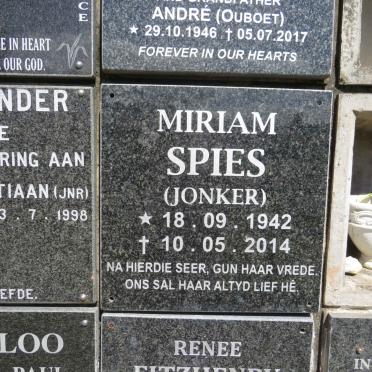 SPIES Miriam nee JONKER 1942-2014