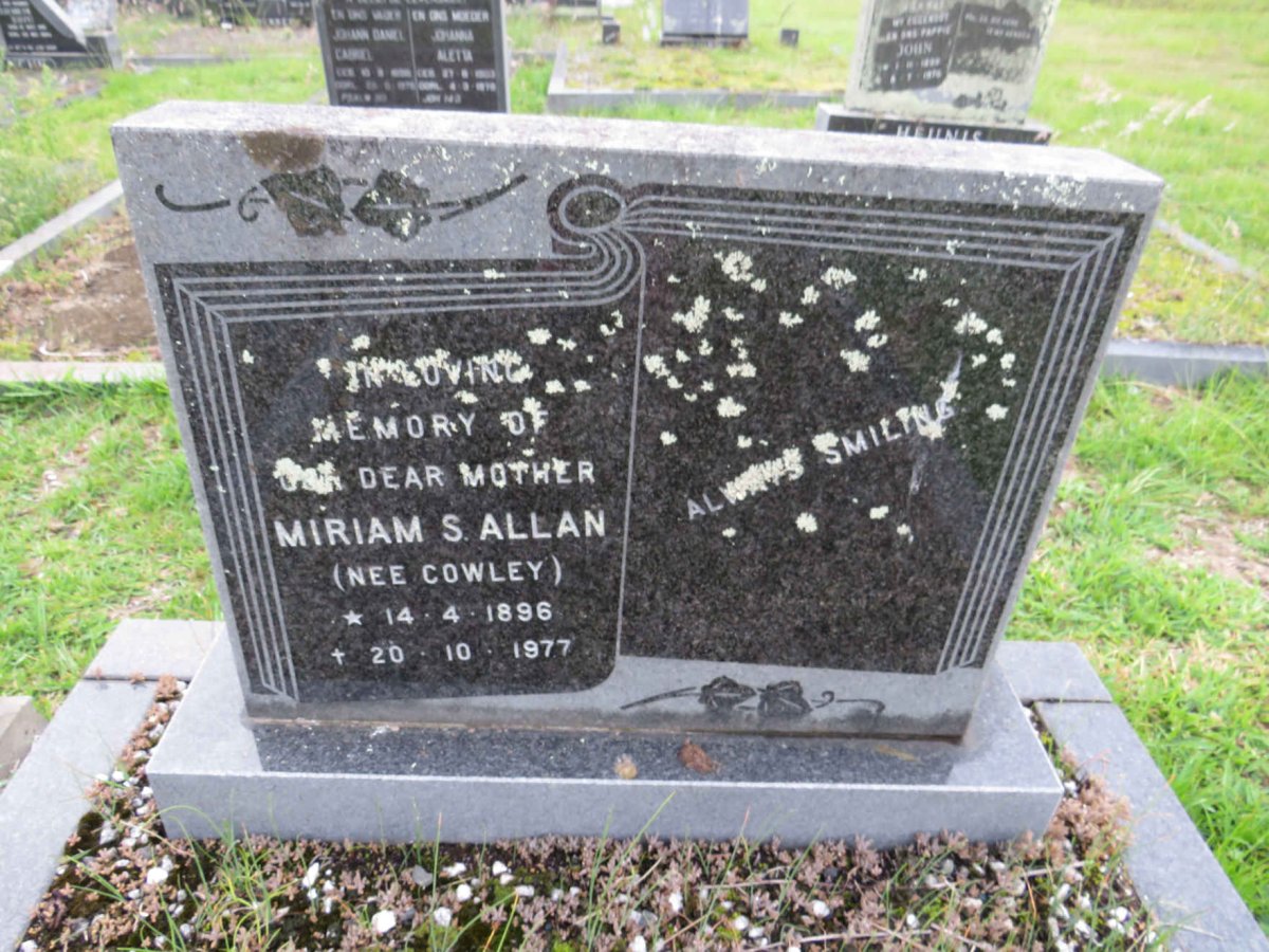 ALLAN Miriam S. nee COWLEY 1896-1977