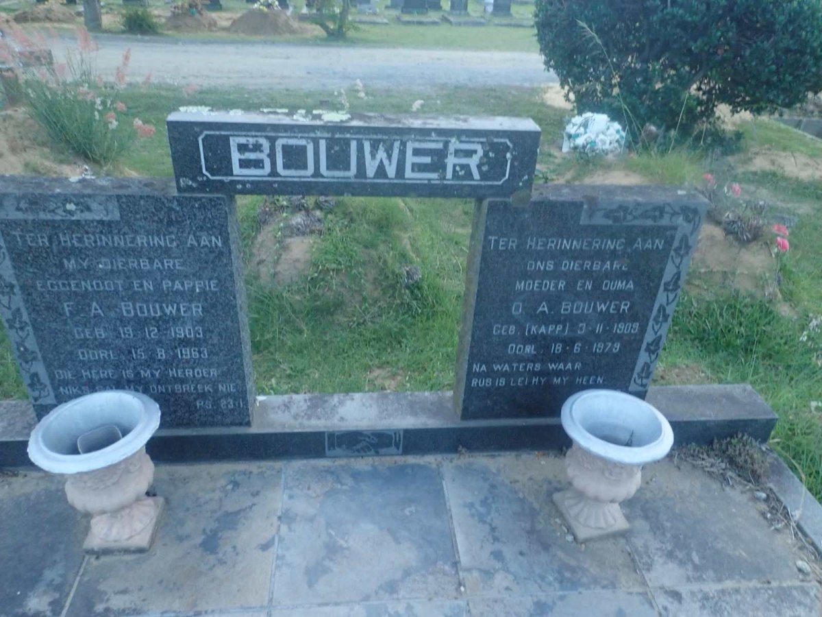 BOUWER F.A. 1903-1963 & O.A. KAPP 1909-1979