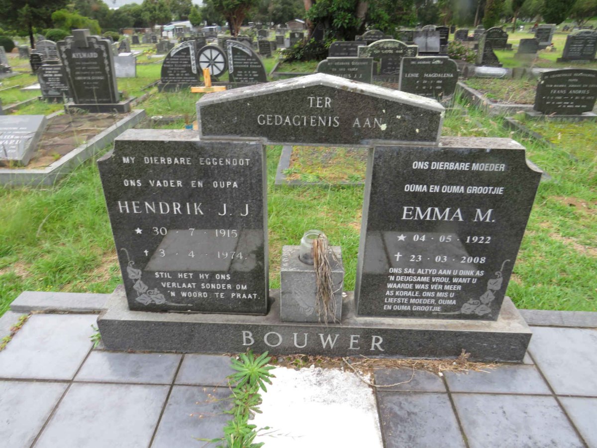 BOUWER Hendrik J.J. 1915-1974 & Emma M. 1922-2008