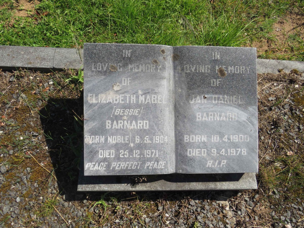 BARNARD Jan Daniel 1900-1978 &amp; Elizabeth Mabel NOBLE 1904-1971