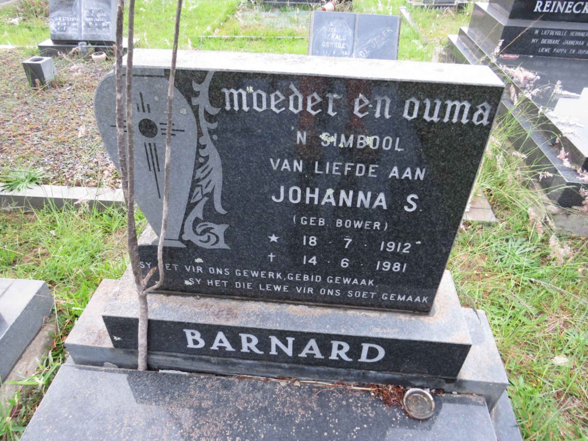 BARNARD Johanna S. nee BOWER 1912-1981