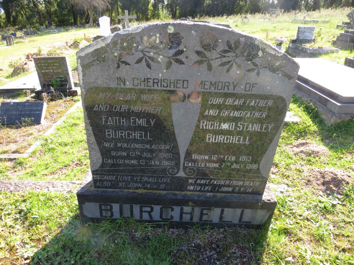 BURCHELL Richard Stanley 1913-1969 &amp; Faith Emily WOLLENSCHLAEGER 1920-1965