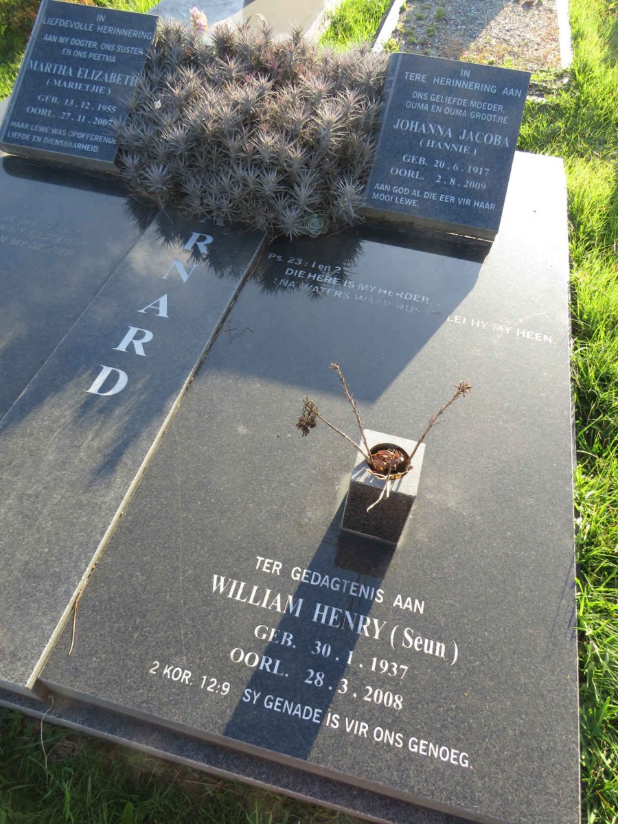BARNARD Johanna Jacoba 1917-2009 :: BARNARD William Henry 1937-2008 :: BARNARD Martha Elizabeth 1955-2007 -1