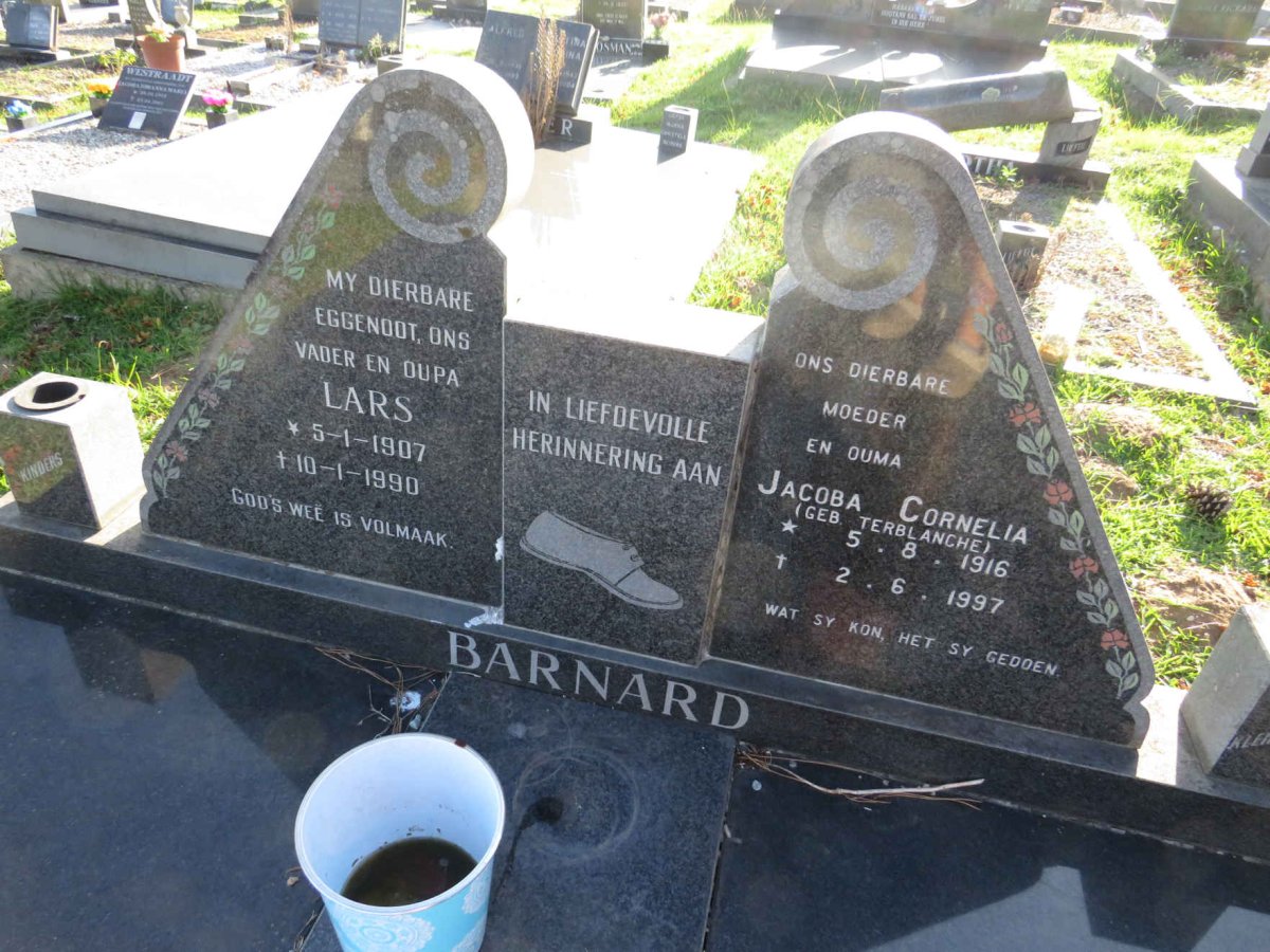 BARNARD Lars 1907-1990 &amp; Jacoba Cornelia TERBLANCHE 1916-1997