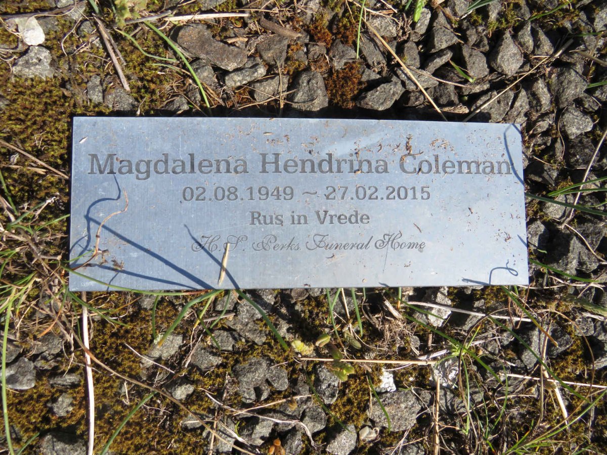 COLEMAN Magdalena Hendrina 1949-2015
