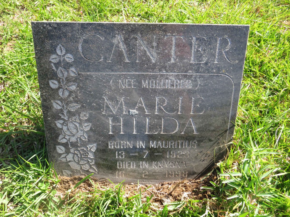 CANTER Marie Hilda nee MOLLIERES 1923-1998