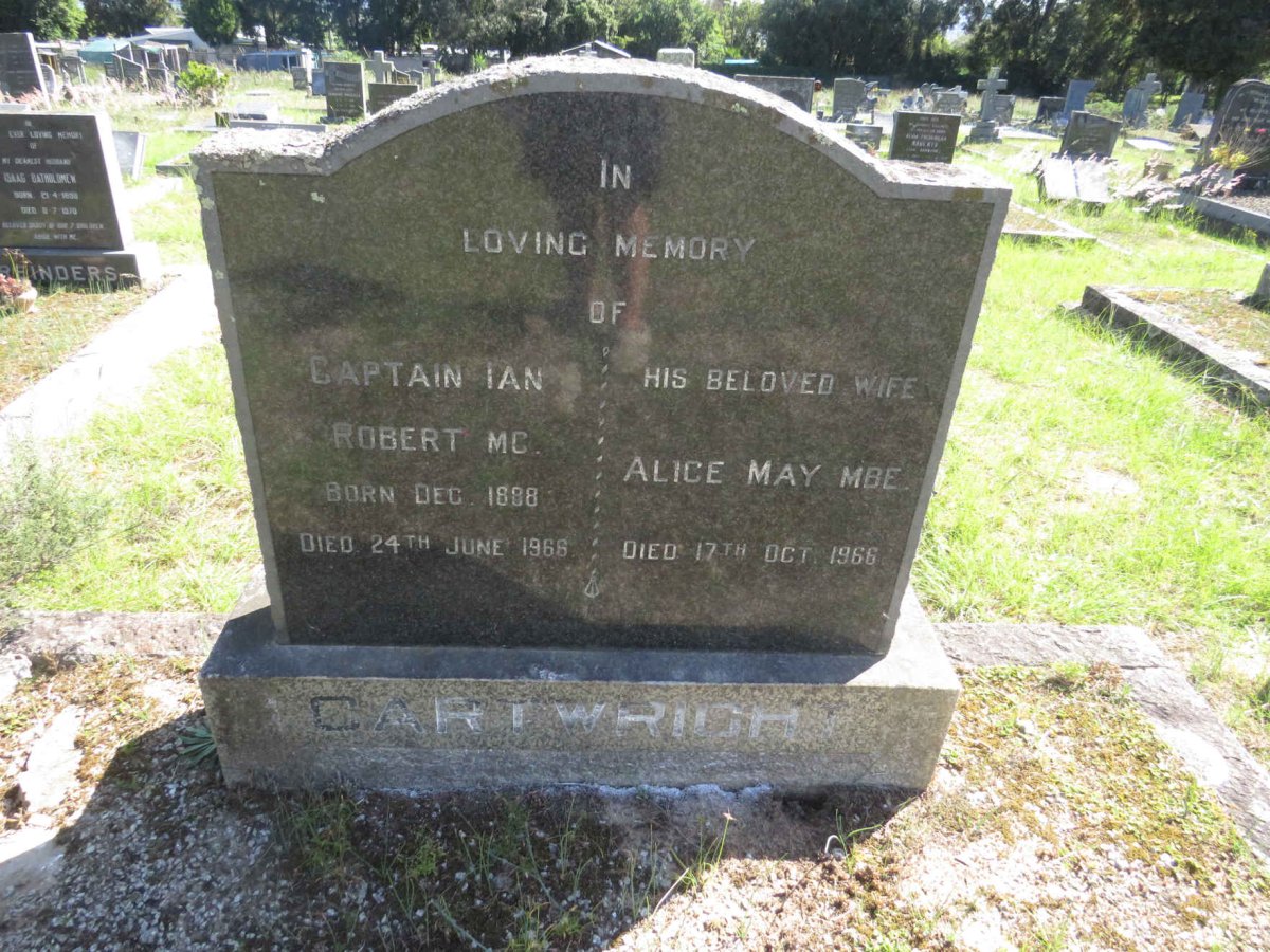 CARTWRIGHT Ian Robert 1888-1966 &amp; Alice May -1966