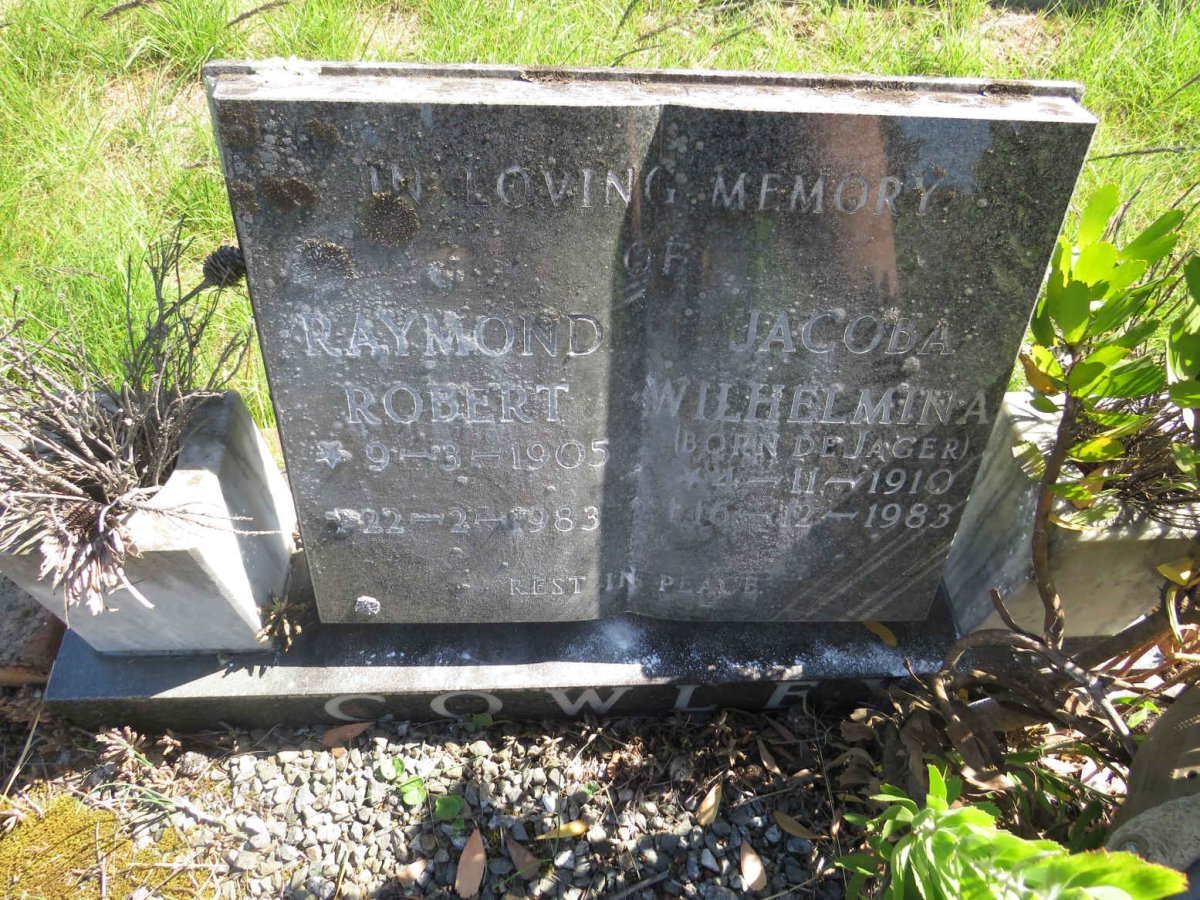 COWLEY Raymond Robert 1905-1983 &amp; Jacoba Wilhelmina DE JAGER 1910-1983