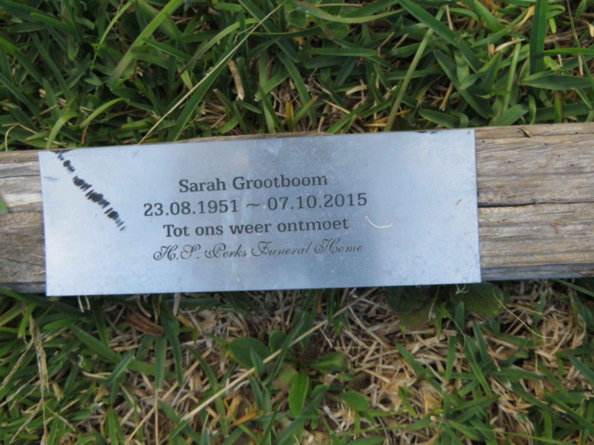 GROOTBOOM Sarah 1951-2015